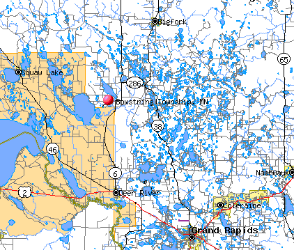 Regional Map showing Bowstring Minnesota and surrounding areas